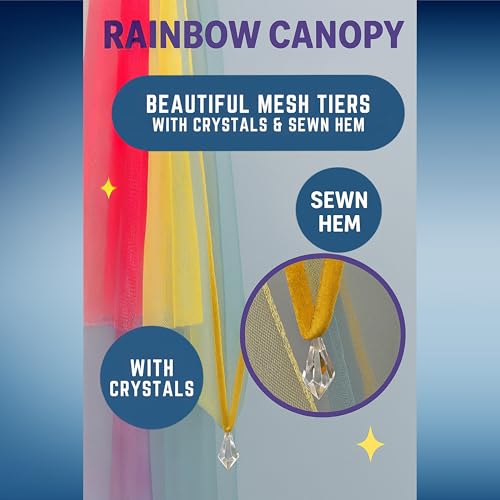 Rainbow Hanging Canopy for Kids - Mesh Play Tent for Bedroom & Classroom