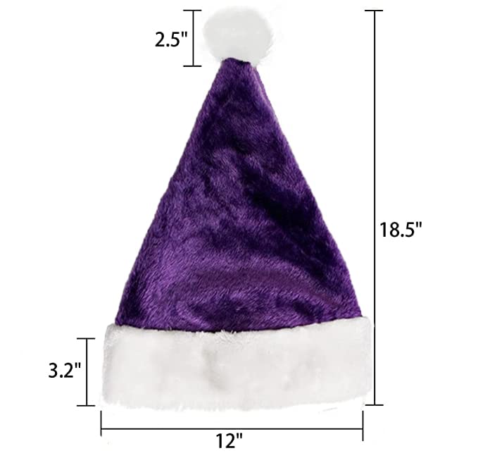 Purple Plush Christmas Santa Hat for Adults - Holiday Party Accessory