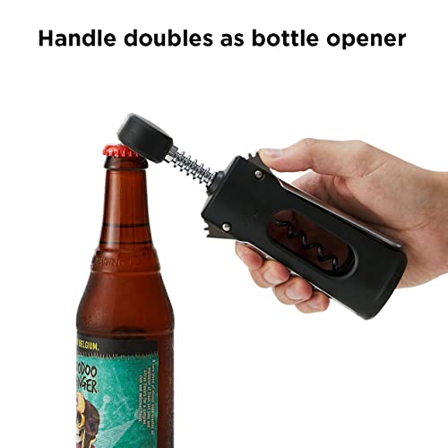 Rabbit Premium Wing Corkscrew & Bottle Opener, Black 2.36 x 1.97 x 7.68 in