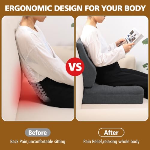 Extra Thick Recliner Seat Cushion with Detachable Lumbar Support Pillow