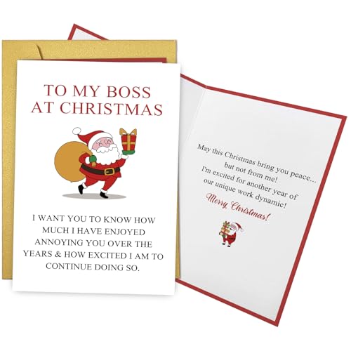 Qiliji Boss Christmas Card Bosses Funny Holiday Card with Inside Message - Boss Christmas Variation