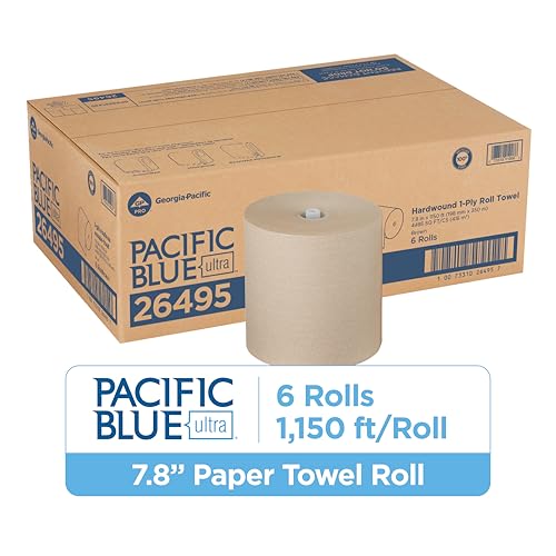 Commercial High-Capacity Recycled Paper Towel Rolls - 8" Brown, 6 Pack