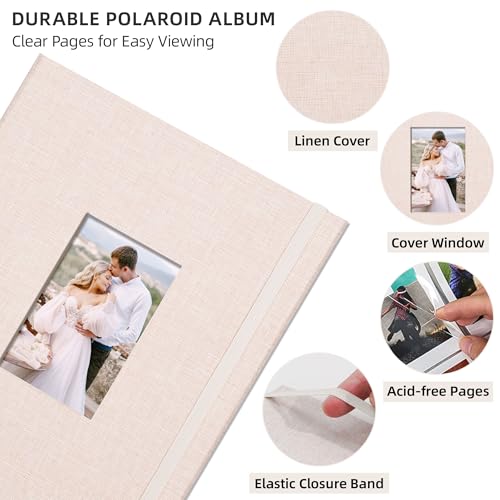 2x3 Inch Mini Photo Album - 208 Pocket Archival Safe Memory Book, Beige