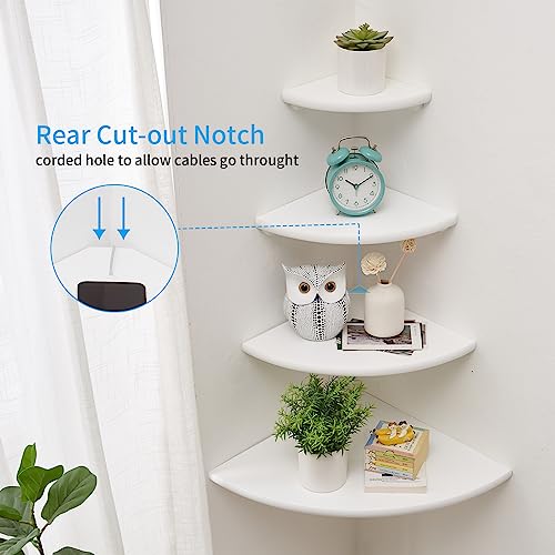 7-Inch Solid Oak Wood Floating Corner Shelf, Wall Mount Display Rack