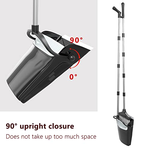 Broom and Dustpan Set with Adjustable Long Handle & Built-in Comb Teeth