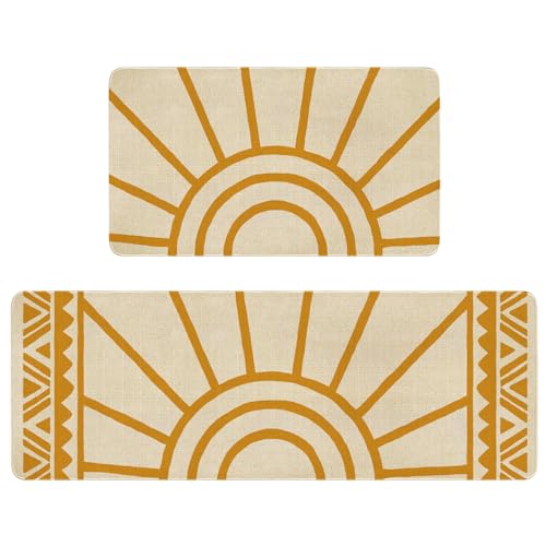 Boho Kitchen Rug Set of 2, Non-Slip Washable Farmhouse Kitchen Mats