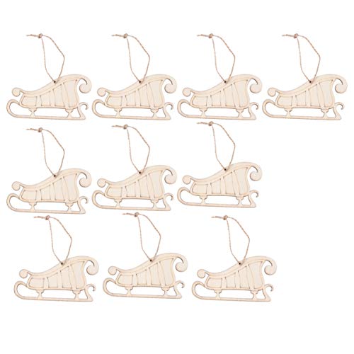 Happyyami 10pcs Unfinished Wooden Christmas Tree Decorations & Ornaments for DIY Crafting