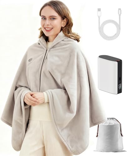 Cordless Heated Blanket with 9000mAh Battery, Faux Rabbit Fur Portable Throw