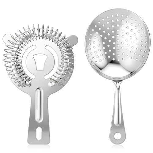Stainless Steel Cocktail Strainer Set - Hawthorne & Julep Bar Tools for Home & Bar