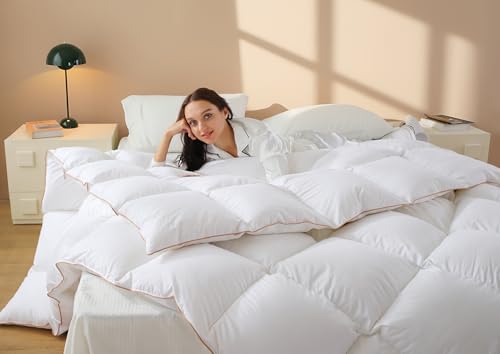 100% Cotton Feather Down Fiber Comforter & Duvet Insert with Corner Tabs