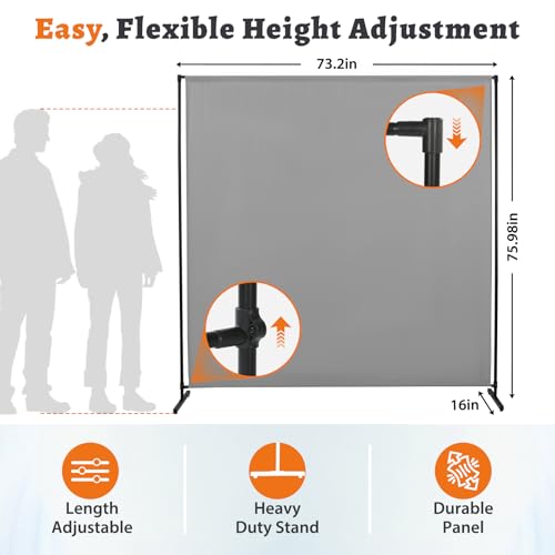 71x71-Inch Adjustable Fabric Room Divider, Portable Privacy Screen Wall