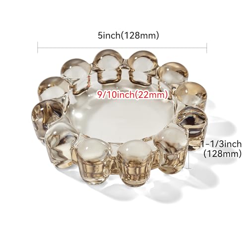 Smoky Glass Candle Dish - Modern Bubble Holder for Candles