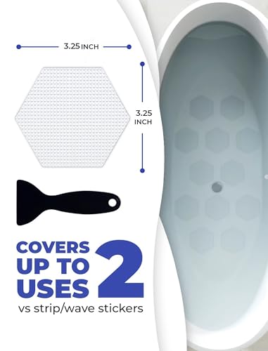 Clear Bloom Non-Slip Shower Stickers - 24 Pack 3.25" Hex Bathtub Grips