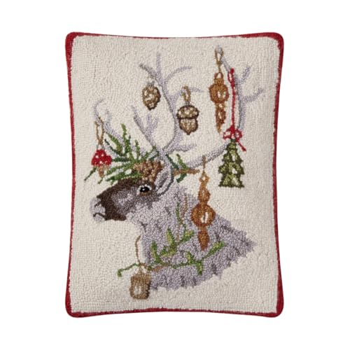 Decorative Reindeer Hook Pillow - Festive Holiday Home Decor by Peking Handicraft