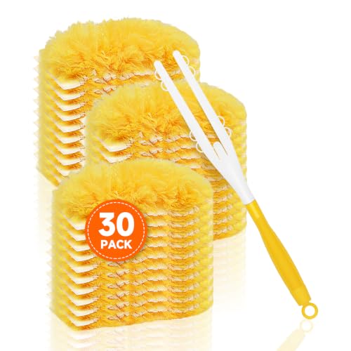 Heavy Duty Microfiber Duster Refills with Handle - 30 Count Cleaning Kit