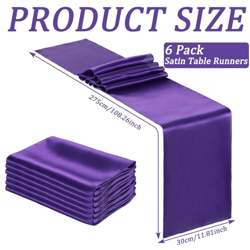 Purple Satin Table Runner 12 x 108 in (6 Pack) - Bulk wedding decor