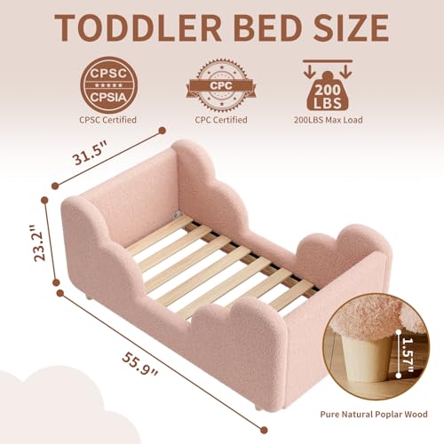 Upholstered Toddler Floor Bed, Convertible Montessori Kids Bed with Guardrails