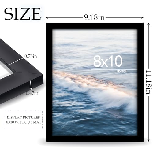 Black 8x10 Picture Frame - MDF Wood Frame for Wall & Tabletop Display