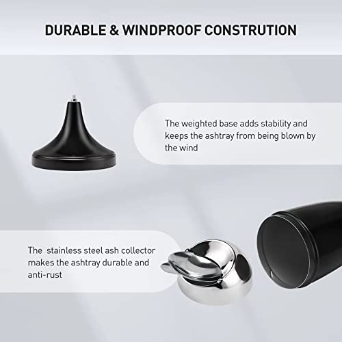 Adjustable Pedestal Ashtray with Lid - Smokeless Windproof Floor Stand