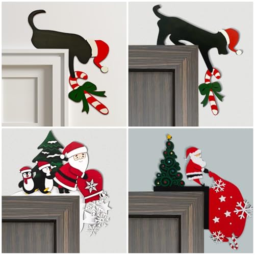8-Inch Wooden Christmas Door Topper - Door Frame Decor, Xmas Wall/Window Accent (Fab isup) - Christmas Tree 2