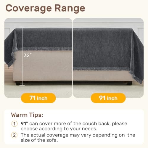 2-Piece L-Shaped Sectional Sofa Cover - Thick Washable Chenille (XL, Dark Gray)