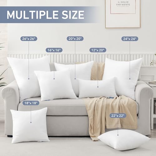 Leeden 12x20 Lumbar Throw Pillow Inserts, Set of 2 Plush Cushion Forms