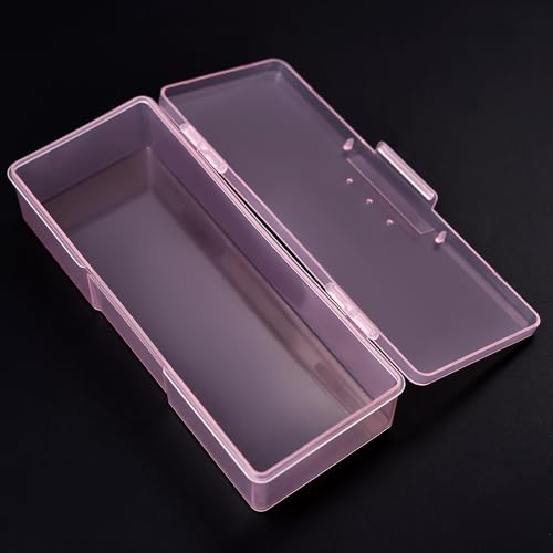 Pink Transparent Nail Art Storage Box for Manicure Tools - Rolabling