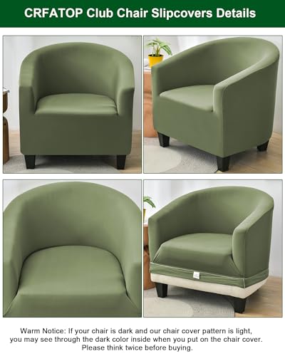 Stretch Green Barrel Club Chair Cover - Soft & Washable Tub Slipcover