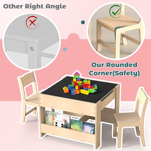 4-in-1 Kids Wooden Activity Desk and Chair Set with Storage