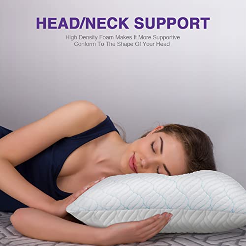 WISHSMILE Adjustable Cooling Shredded Memory Foam Pillows, Queen Set of 2