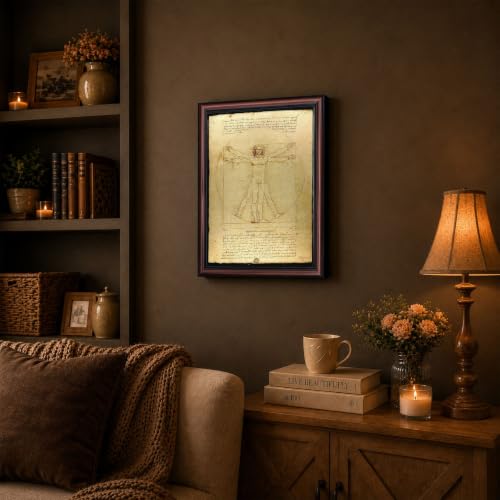 Vitruvian Man Framed Wall Art, 11x14 Renaissance Anatomy Print