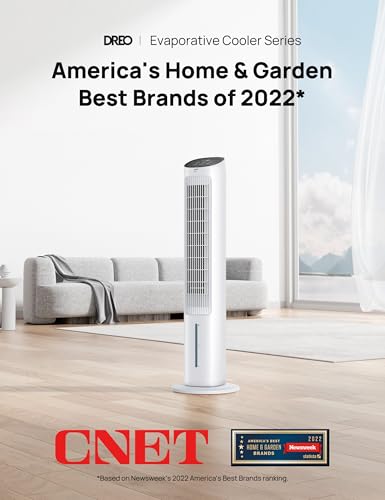 Evaporative Swamp Cooler Tower Fan 40-Inch 80° Oscillating with Remote