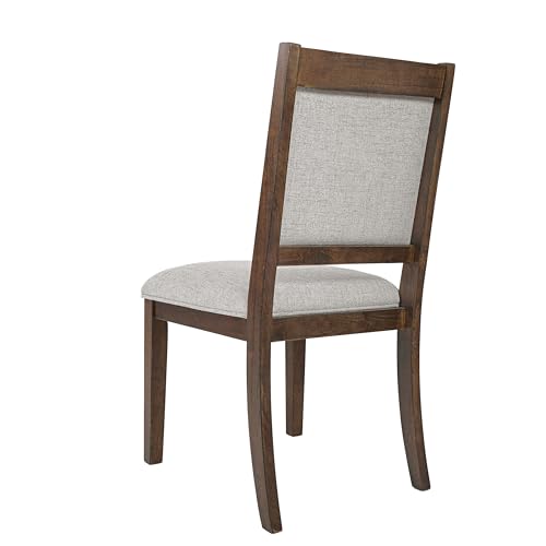 Open Back Upholstered Dining Chairs with Wood Frame - Set of 2