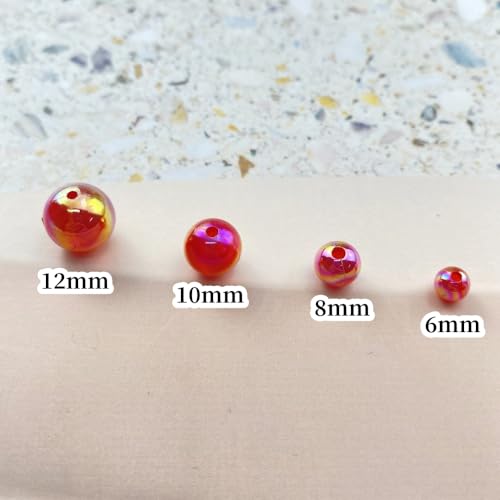 12mm AB Acrylic Round Beads 100pc Red AB Jewelry Making Beads - Ring/Bracelet/Necklace