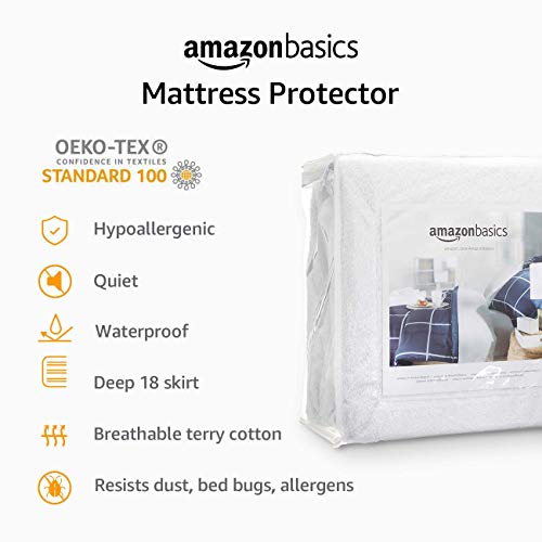 Amazon Basics Waterproof Mattress Protector - Full Size, 18 Inch Deep