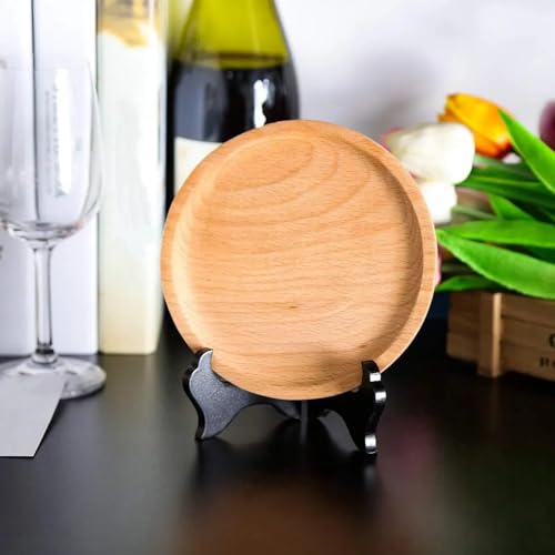 4-Pack Wooden Display Easels, 7-Inch Black Plate Stands for Decor