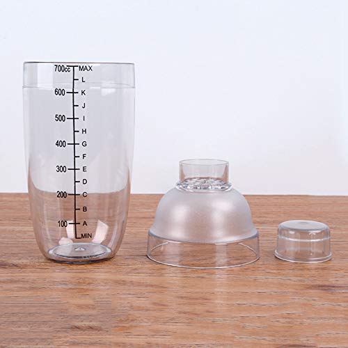 FEOOWV 24 oz Plastic Cocktail Shaker with Scale, Hand Drink Mixer for Bar & Boba Tea