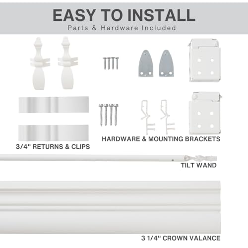 2-Inch Embossed Cordless Faux Wood Window Blind, 34" x 60", Bright White