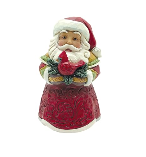 Jim Shore Heartwood Creek Santa with Cardinal Miniature Figurine - Hand-Painted Christmas Decor