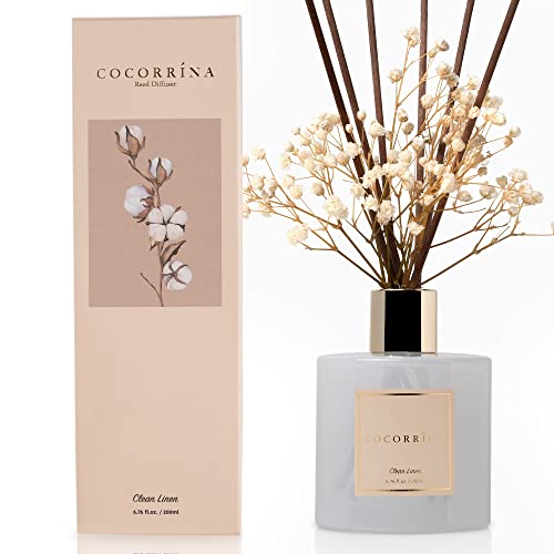 COCORRÍNA Clean Linen Reed Diffuser Set 6.7 fl oz Home Fragrance