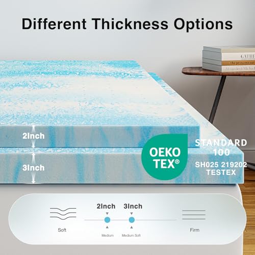 Novilla 2-Inch Cooling Gel Memory Foam Mattress Topper Full Bed Support