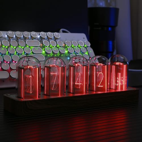 ClocTeck Nixie Tube Clock with Wi-Fi, RGB Color Customization, Alarm & Timer, 12/24H