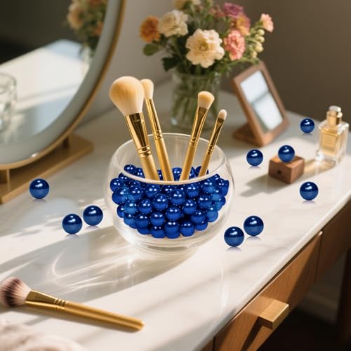 Navy Blue Vase Filler Pearl Beads - 8mm No Hole Faux Pearls (1400 Pcs)