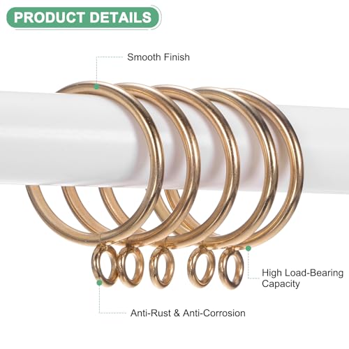 40-Pack Rose Gold Curtain Rings, 1.25-Inch Rustproof Metal Drapery Rings