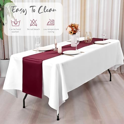 Lykoow Burgundy Satin Table Runner 16 Pack 30 x 183 cm for Weddings & Parties