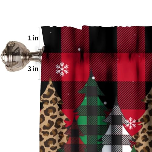 FengMingRui 2 Pack Christmas Tree Curtain Valances 18"W x 54"L Red Black Grid Holiday Decor