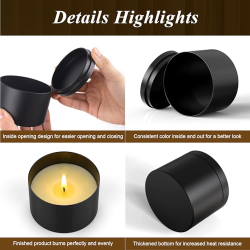 8oz Black Candle Tins with Lids - Heavy-Duty Metal Containers (10PCS)