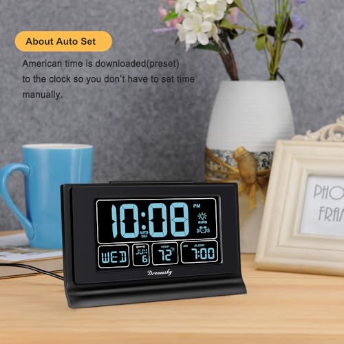 Digital Alarm Clock for Bedroom with 5 Inch Display, USB Port & Auto DST