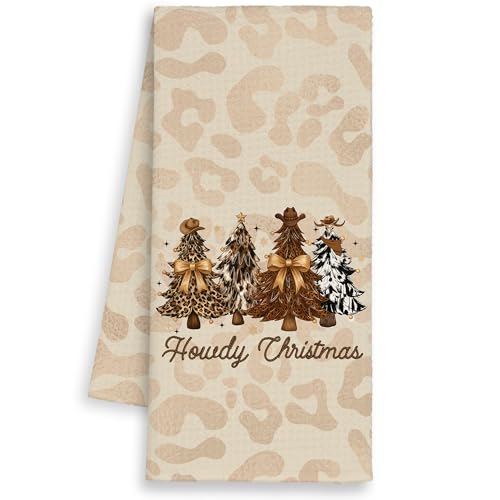 Dimurela Tree Leopard Christmas Kitchen Towels - Cowgirl Cowboy Decor, 16x24in