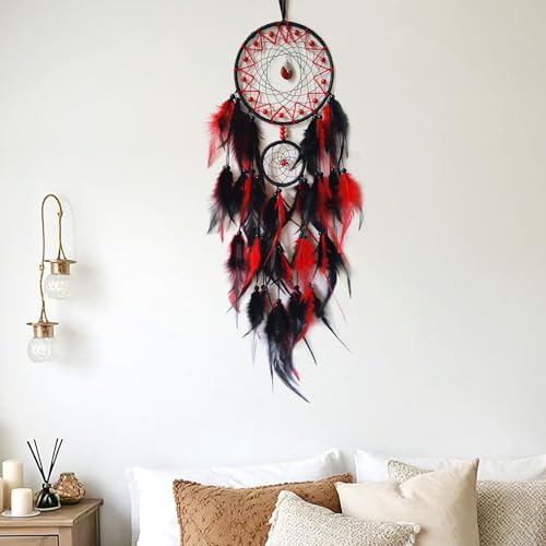 Black and Red Handmade Dream Catcher Wall Hanging Ornament 22-inch